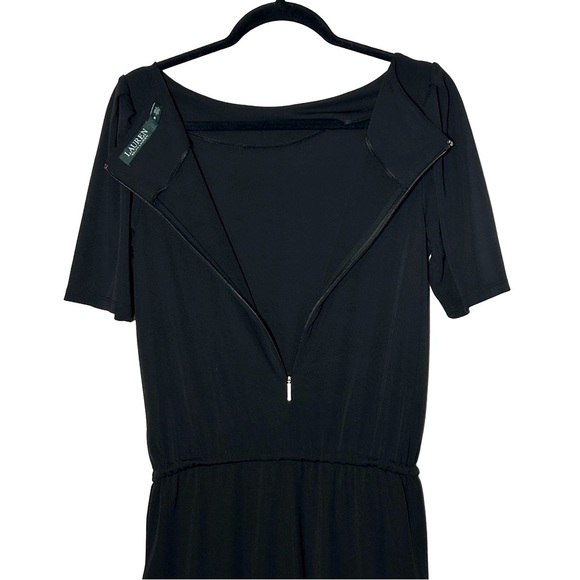 Lauren Ralph Lauren Black Soft Short Sleeve Jumpsuit, Elastic Waist & Pockets, M - Picture 11 of 16